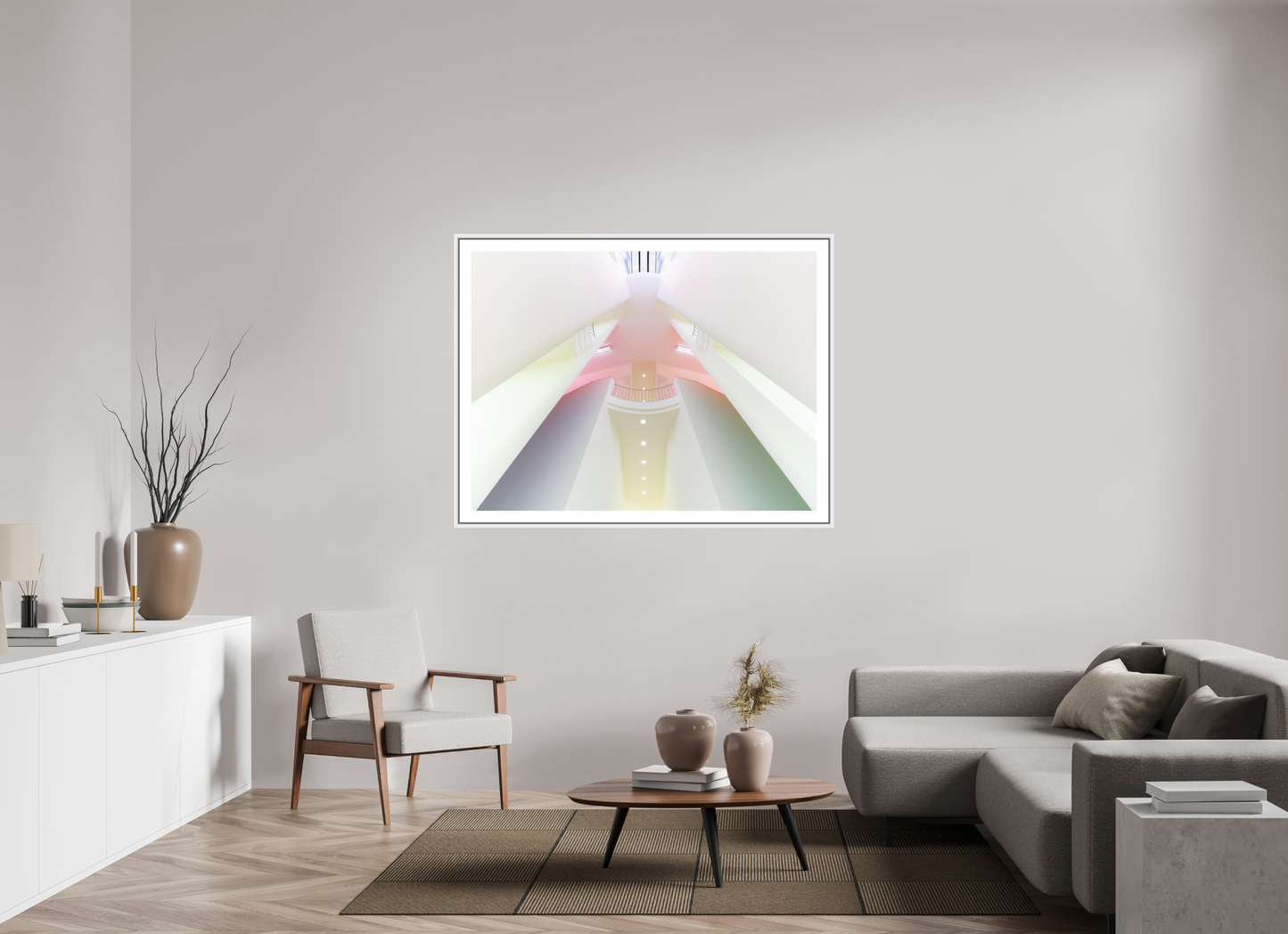 140 x 105 cm, AluDibond, matt, floating frame 15mm white HARMONY - A DREAM IN PASTEL - Frankfurt