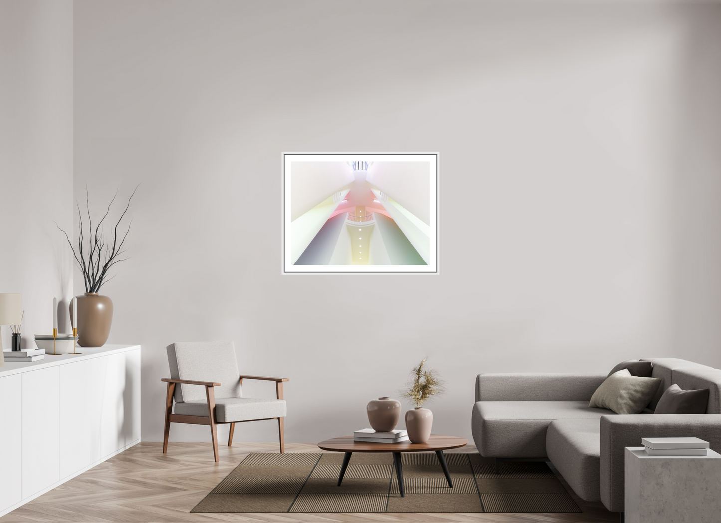 100 x 75 cm, AluDibond, matt, floating frame 15mm white HARMONY - A DREAM IN PASTEL - Frankfurt