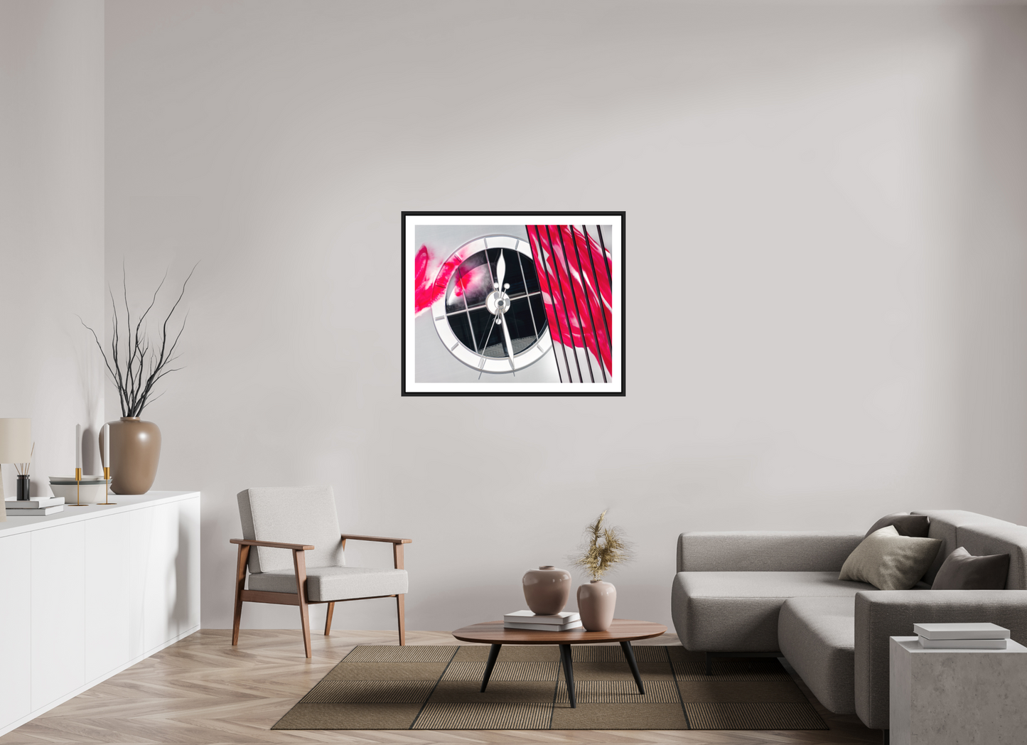 100 x 80 cm, AluDibond, matt, floating frame 15mm black VIBRANT - TIME FLOWS - Basel