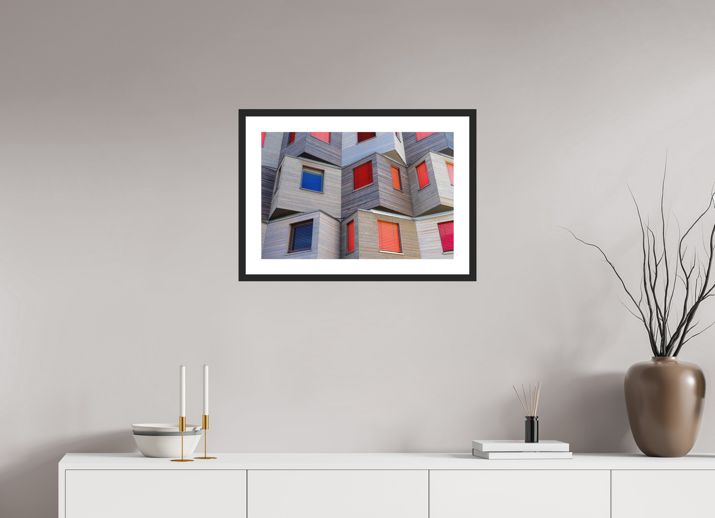 60 x 40 cm, Hahnemühle Photo Rag, Frame 20mm black, Passepartout white, Front glass matt HARMONY - ONE NEIGHBOR IS ALREADY AWAKE - Berlin