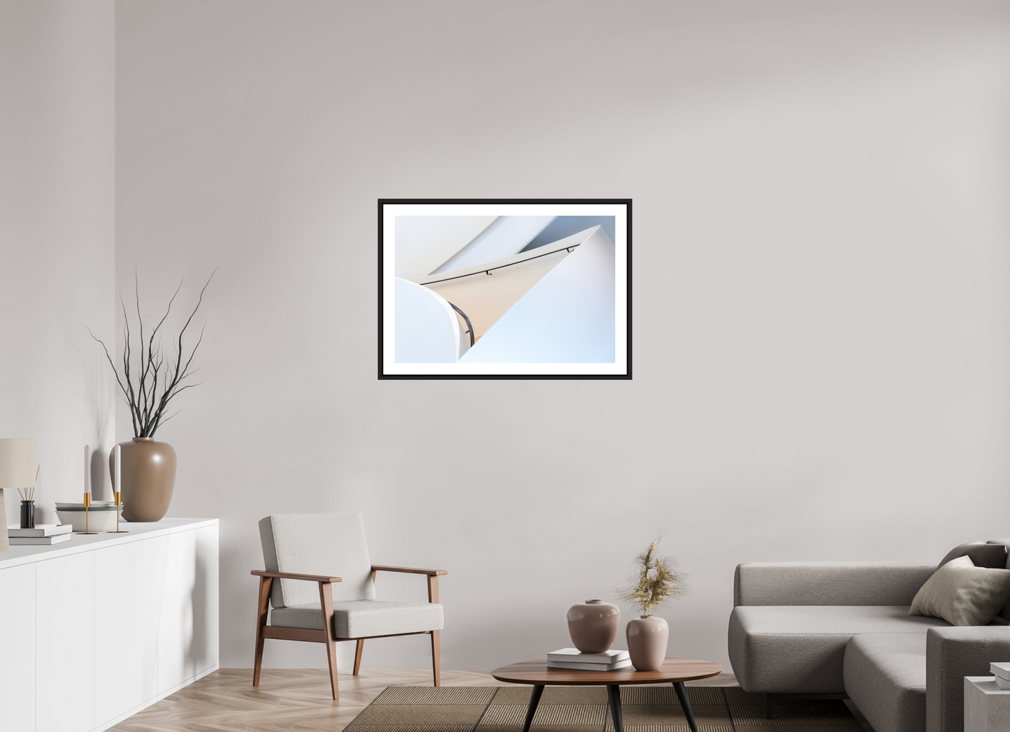 90 x 60 cm, AluDibond, matt, floating frame 15mm black HARMONY - HARMONIC LINES - Basel