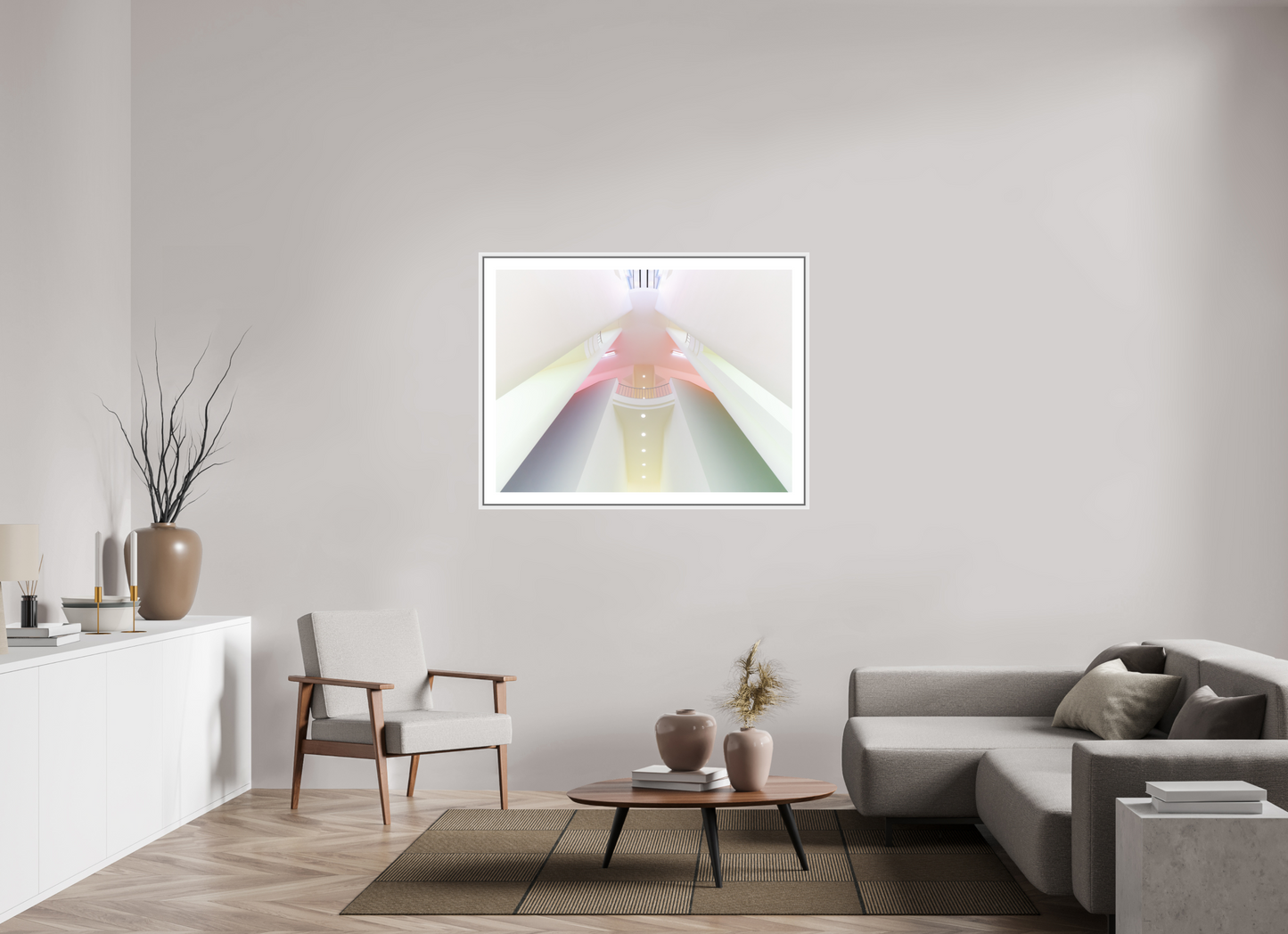 120 x 90 cm, AluDibond, matt, floating frame 15mm white HARMONY - A DREAM IN PASTEL - Frankfurt