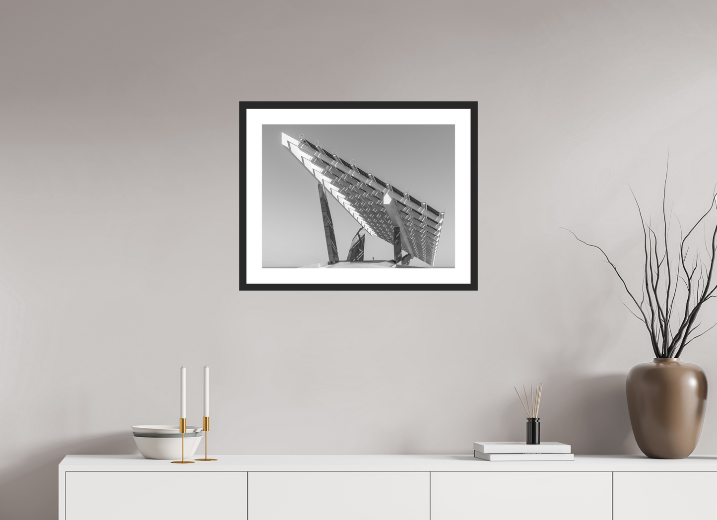 60 x 45 cm, Hahnemühle Photo Rag, Frame 20mm black, Passepartout white, Front glass matt DIALOG - ARCHITECTURE AND HUMAN I - Barcelona